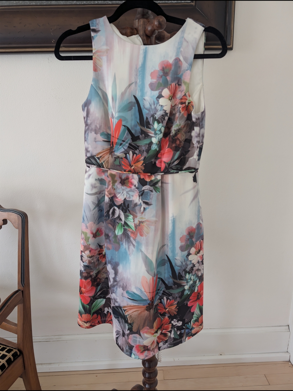 Adrianna Papell Multicolor Floral Midi Sheath Dress